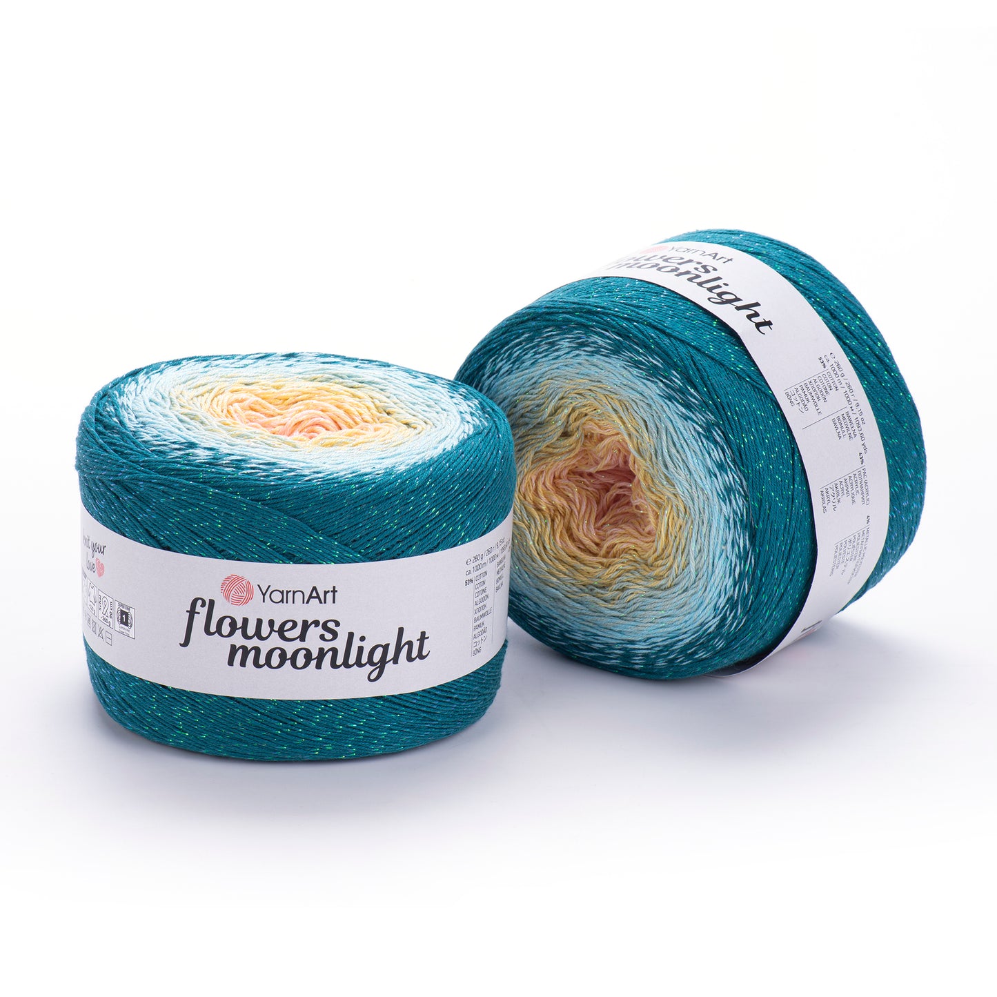 YarnArt Flowers Moonlight 250g – 1000m Gradient Glitter Cotton Blend Cake Yarn (Copy)