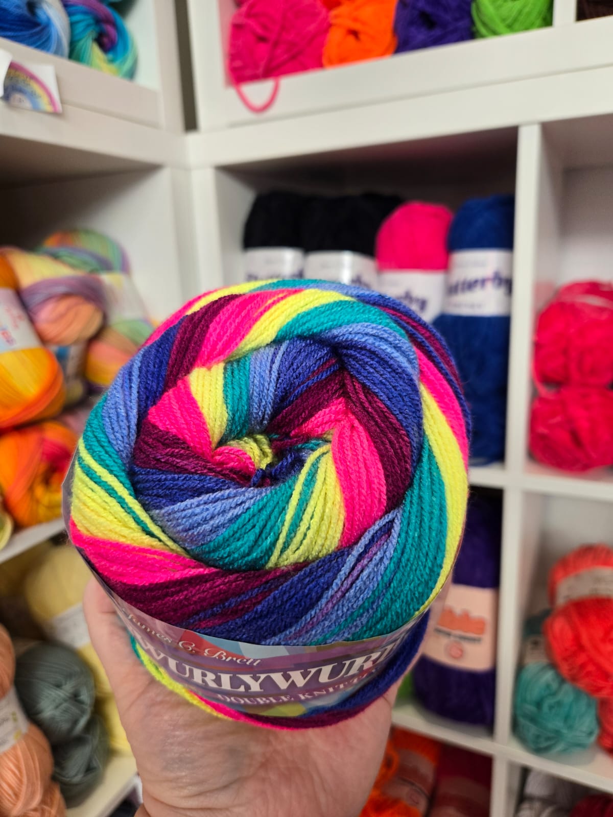 Swurlywurly DK 200g Variegated Yarn Cake by James C Brett