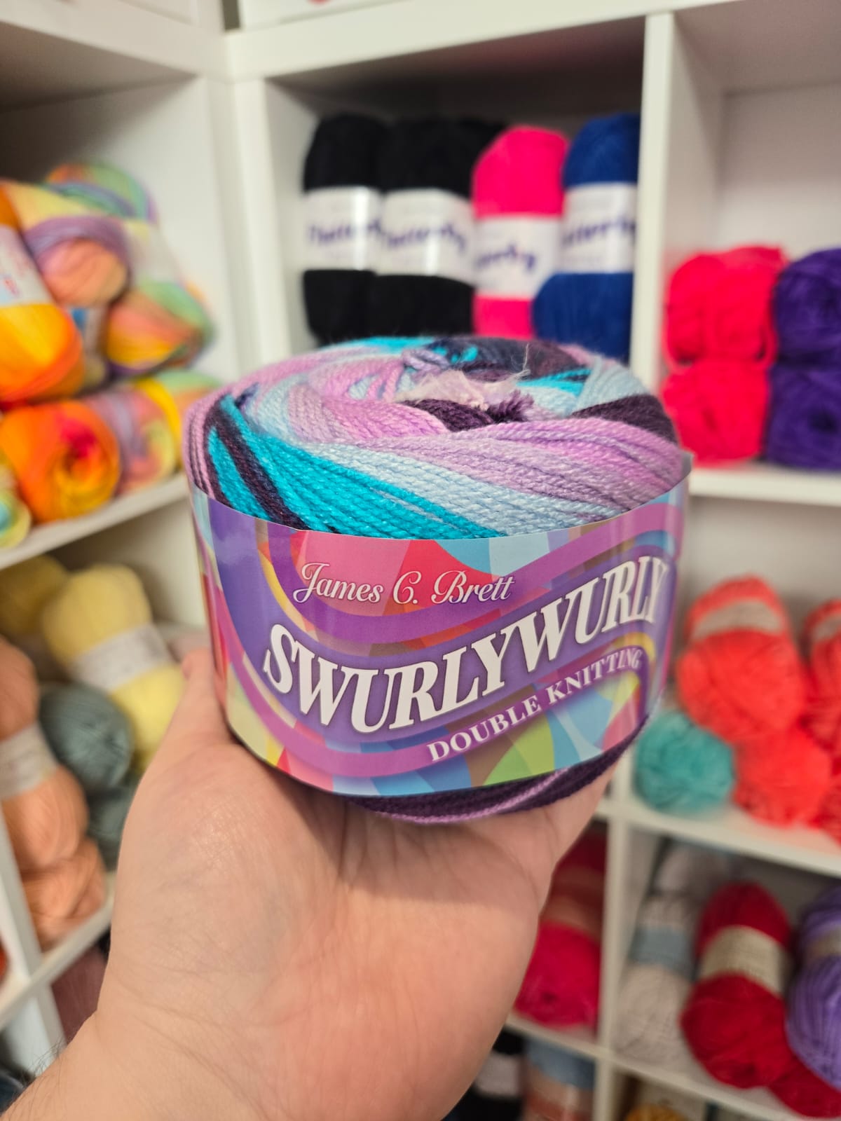 Swurlywurly DK 200g Variegated Yarn Cake by James C Brett