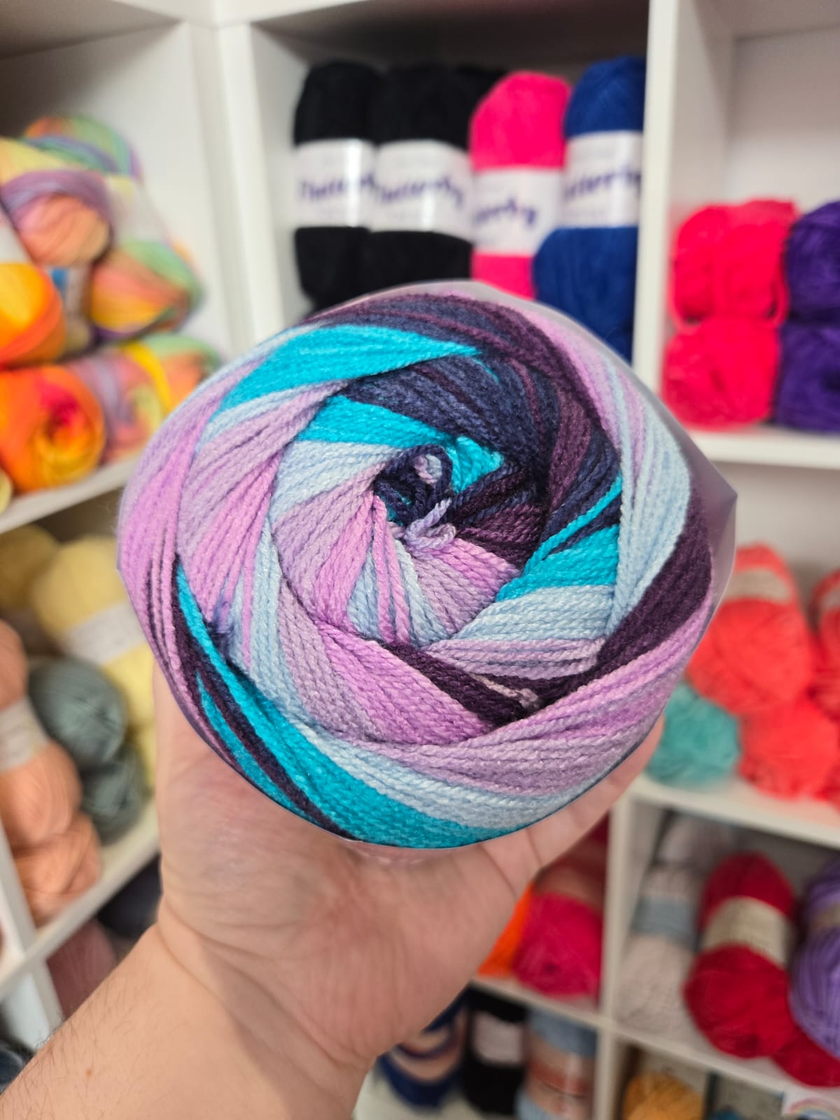 Swurlywurly DK 200g Variegated Yarn Cake by James C Brett