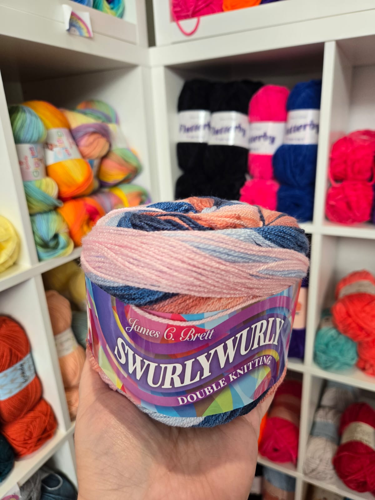 Swurlywurly DK 200g Variegated Yarn Cake by James C Brett