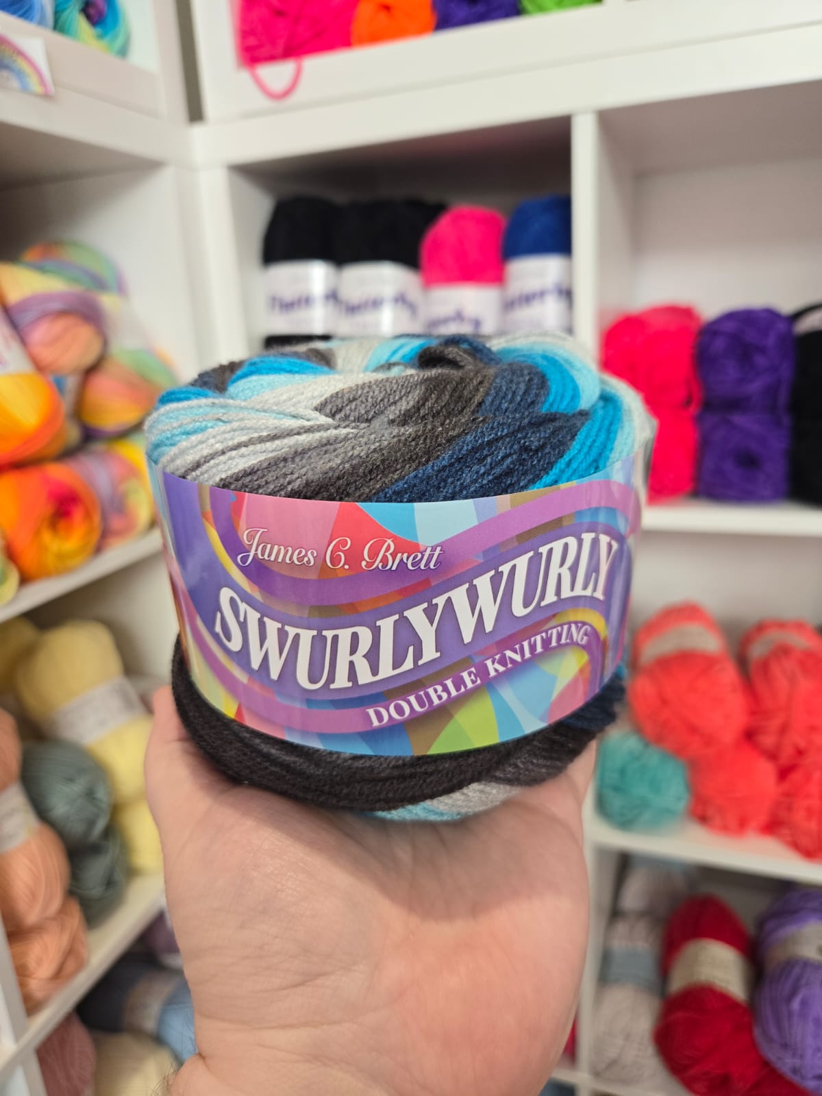 Swurlywurly DK 200g Variegated Yarn Cake by James C Brett