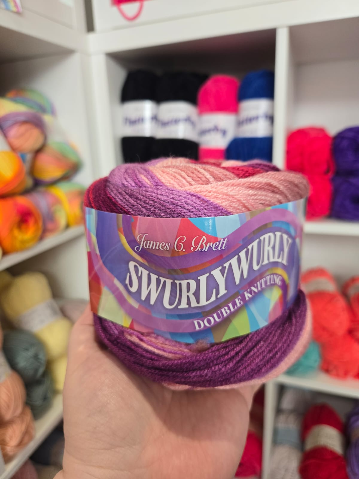 Swurlywurly DK 200g Variegated Yarn Cake by James C Brett