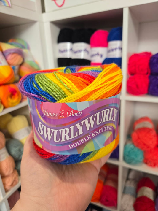 Swurlywurly DK 200g Variegated Yarn Cake by James C Brett
