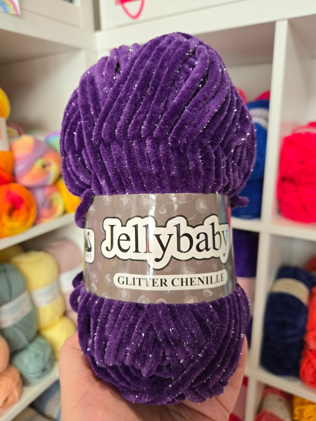 Jellybaby Glitter - 100g Chenille Yarn by Cygnet
