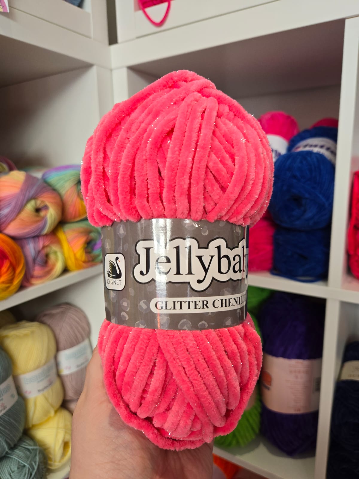 Jellybaby Glitter - 100g Chenille Yarn by Cygnet