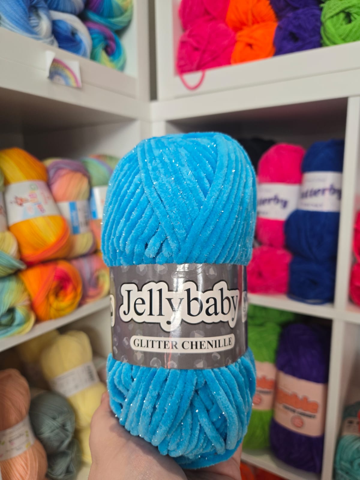 Jellybaby Glitter - 100g Chenille Yarn by Cygnet