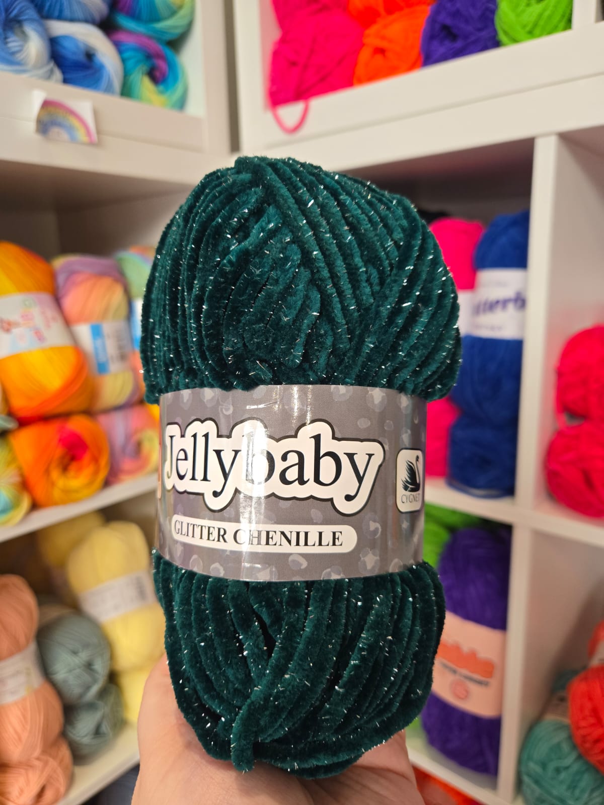 Jellybaby Glitter - 100g Chenille Yarn by Cygnet