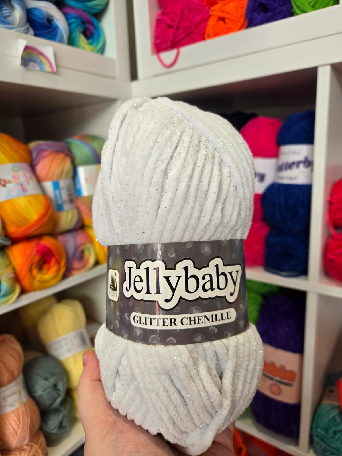 Jellybaby Glitter - 100g Chenille Yarn by Cygnet