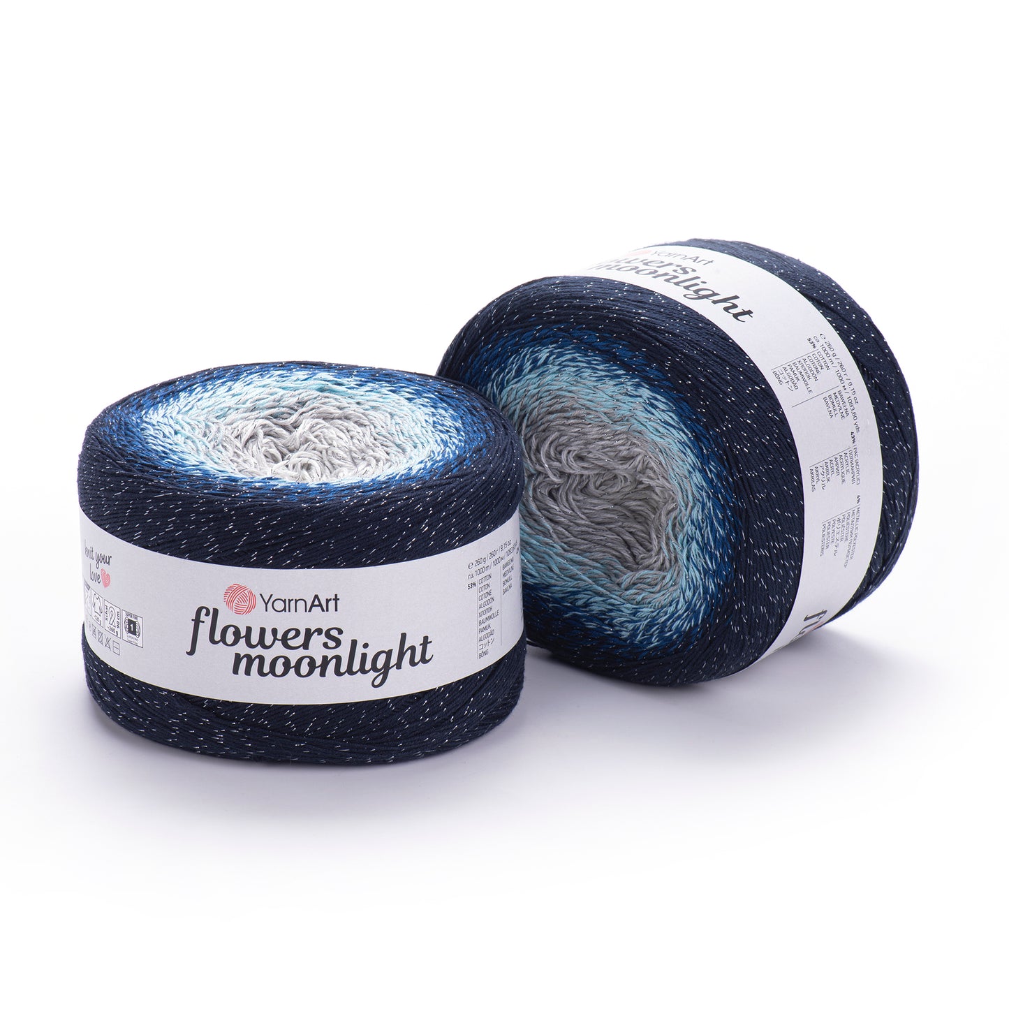 YarnArt Flowers Moonlight 250g – 1000m Gradient Glitter Cotton Blend Cake Yarn (Copy)
