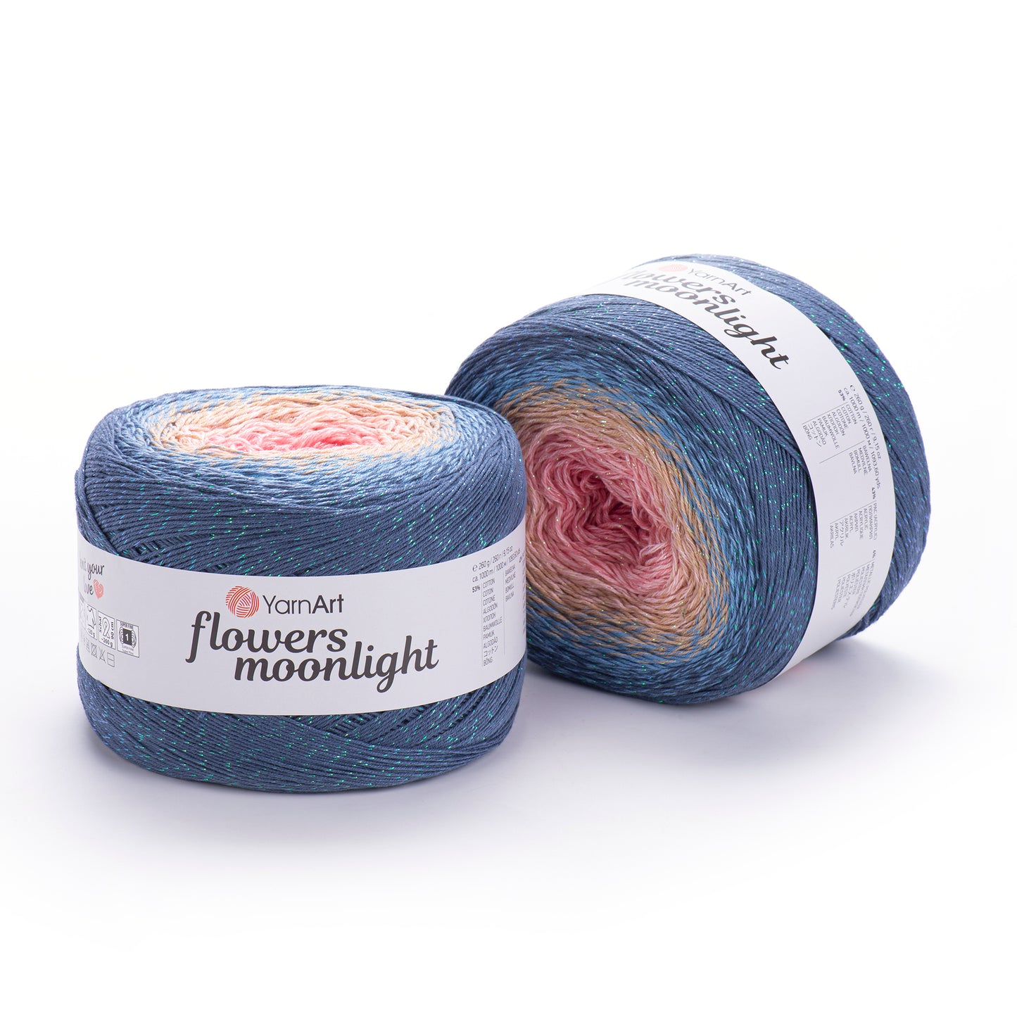 YarnArt Flowers Moonlight 250g – 1000m Gradient Glitter Cotton Blend Cake Yarn (Copy)