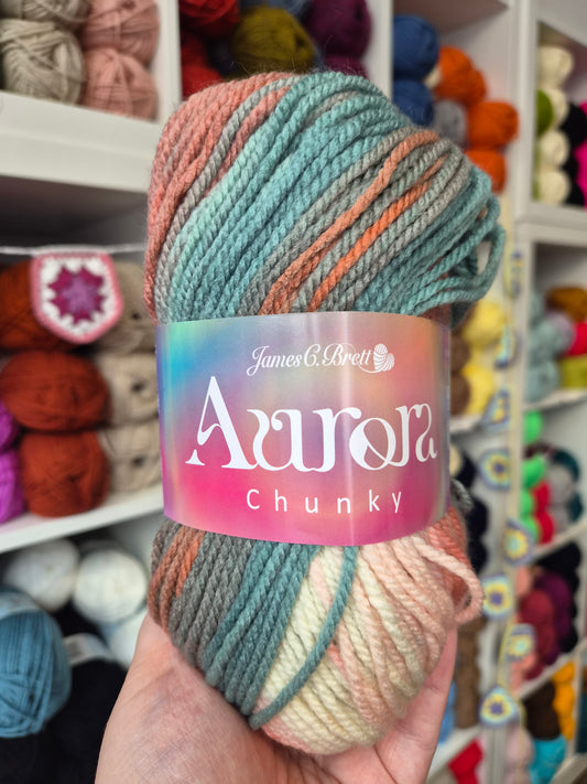 James C. Brett Aurora Chunky – 100g Self-Striping Wool Blend Yarn
