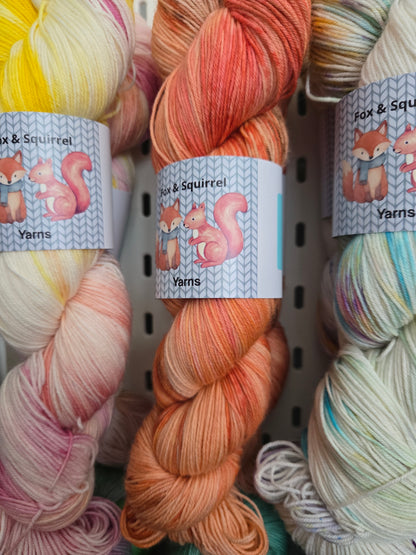 Fox & Squirrel Hand-Dyed Superwash Merino Sock Yarn 100g