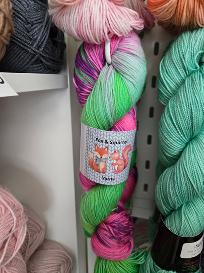 Fox & Squirrel Hand-Dyed Superwash Merino Sock Yarn 100g