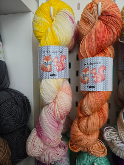 Fox & Squirrel Hand-Dyed Superwash Merino Sock Yarn 100g