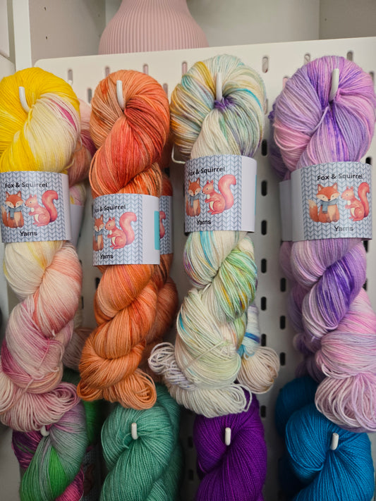 Fox & Squirrel Hand-Dyed Superwash Merino Sock Yarn 100g