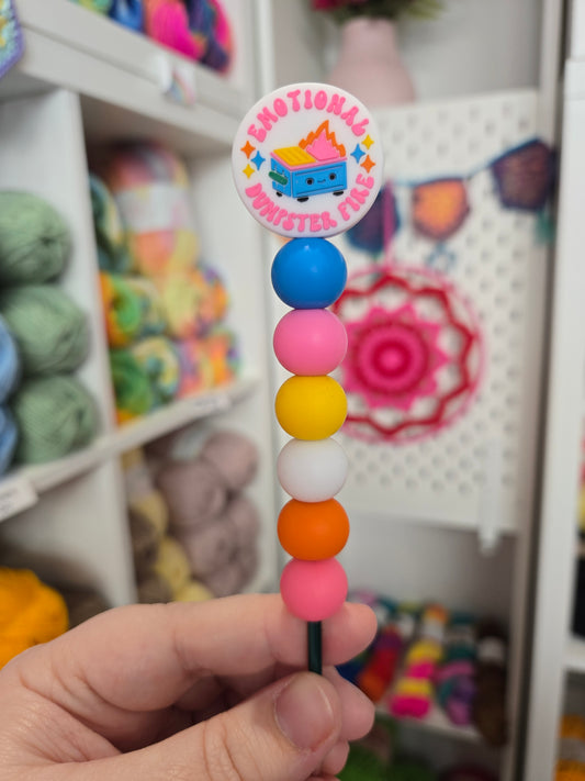 Emotional Dumpster Fire Beaded Crochet Hook