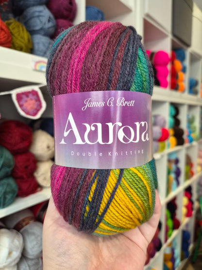 Aurora DK 100g Variegated wool blend yarn by James C Brett